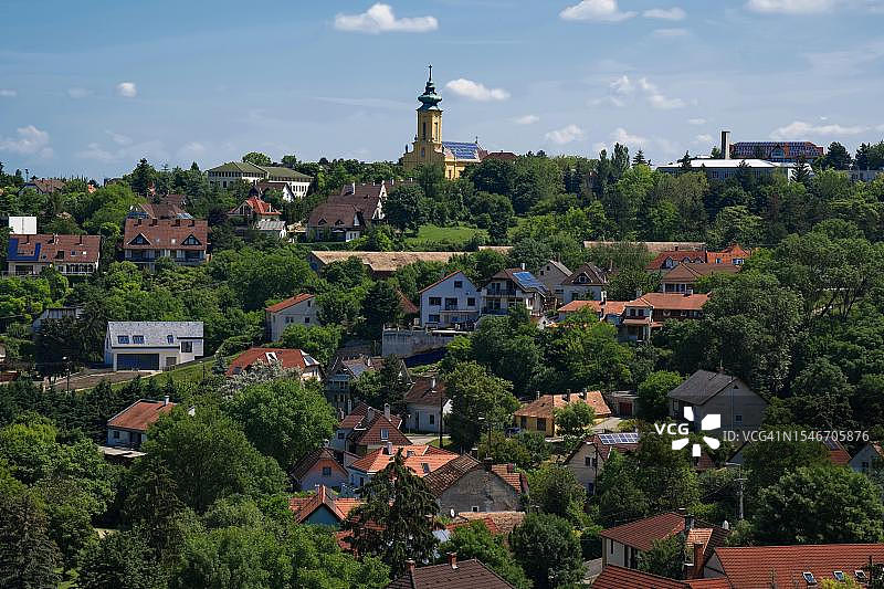 匈牙利维斯普雷姆城堡的房屋、花园和教堂景观（2023文化之都）图片素材