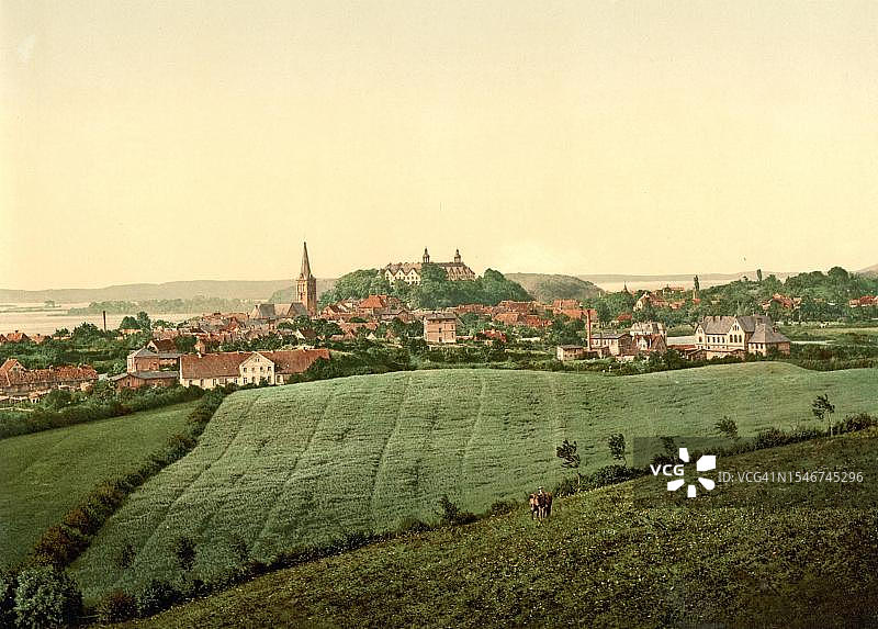 德国石勒苏益格-荷尔斯泰因州基尔附近的普伦，约1900年，历史照片的数字修复复制品图片素材