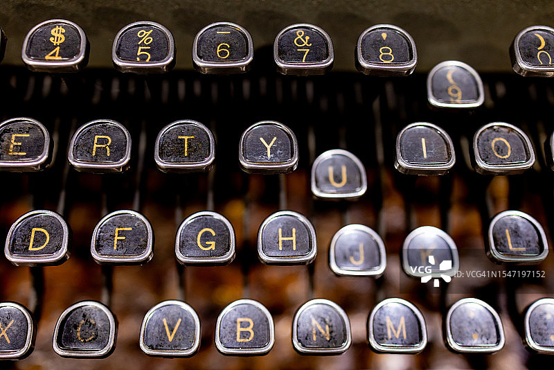 老式金属打字机按键全图图片素材