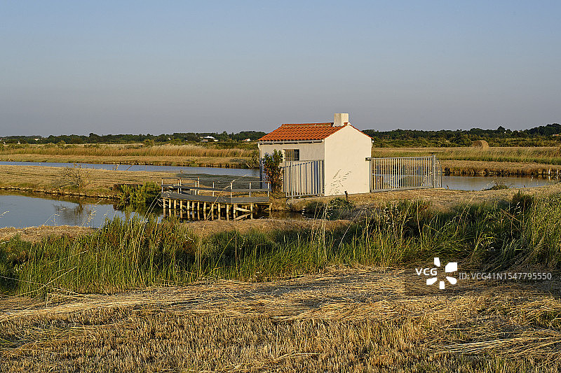 无人居住的白色小屋特写图片素材