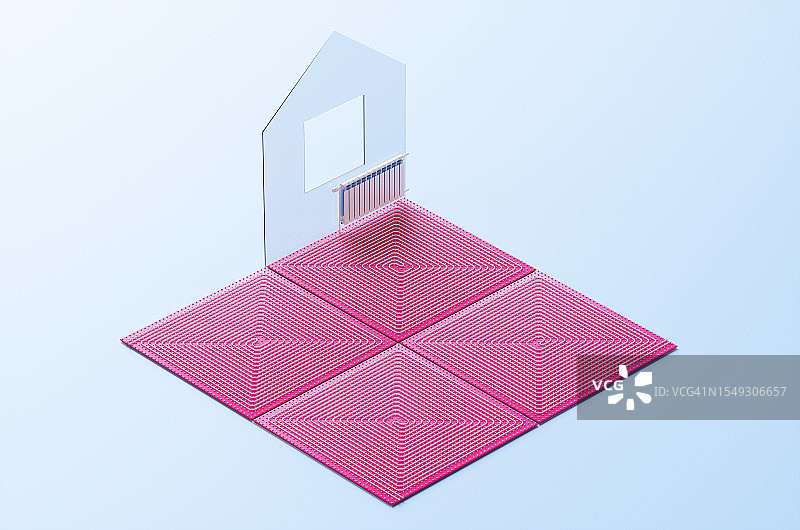 房屋内暖气片和地暖系统概念特写图片素材