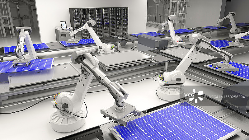 机器人生产太阳能电池板图片素材