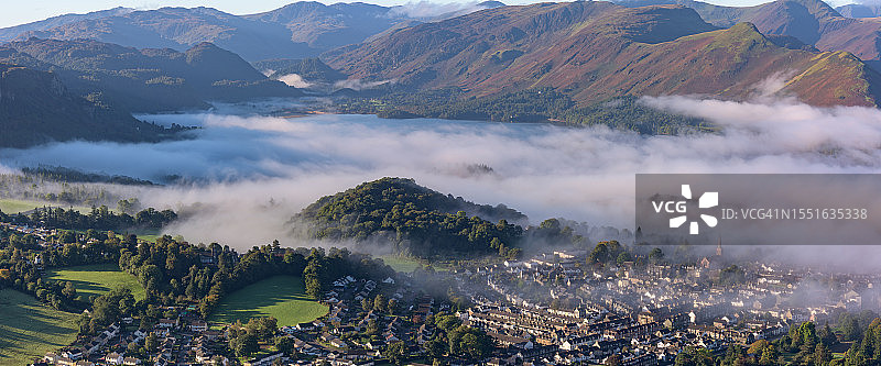 凯斯维克清晨的雾气，英国湖区国家公园图片素材