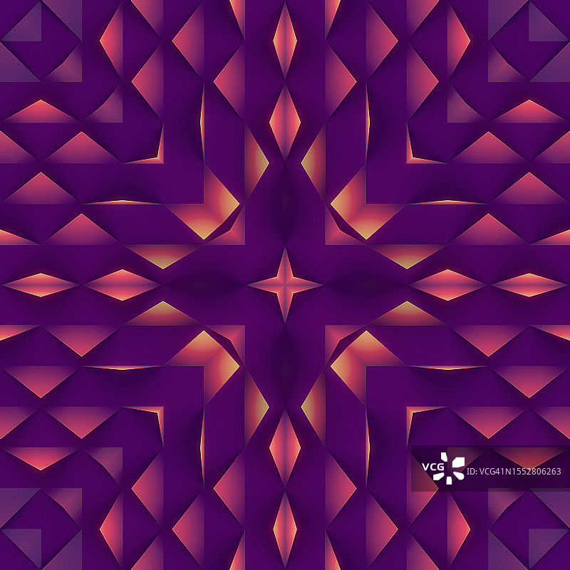 彩色对称几何背景三角形图案数字插画3D渲染背景图片素材