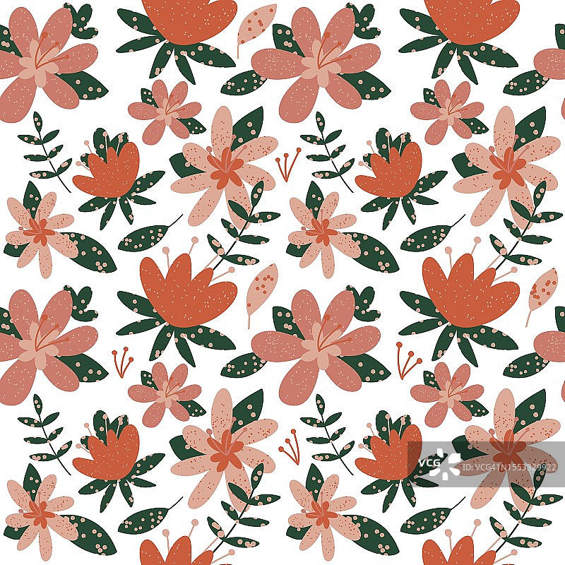 白色背景上的橙色花朵图案图片素材