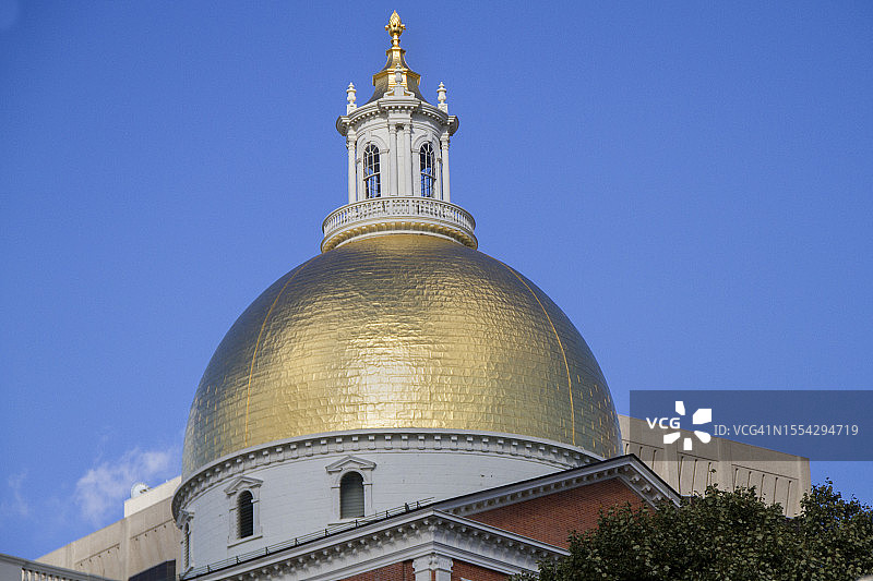马萨诸塞州议会大厦的金色穹顶图片素材