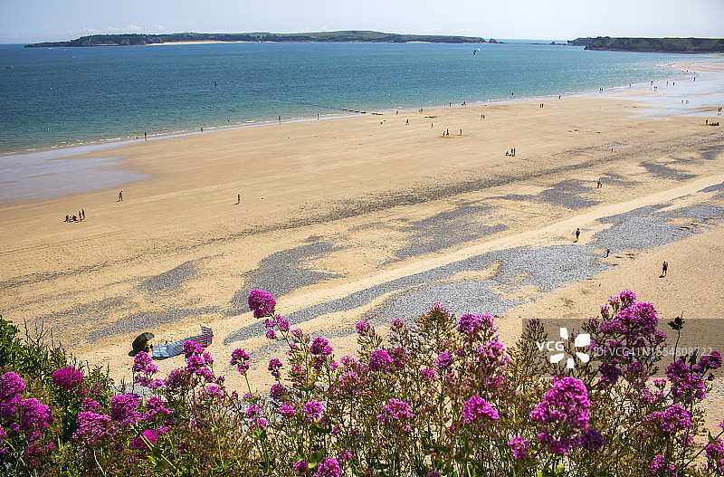 英国威尔士滕比城堡海滩图片素材
