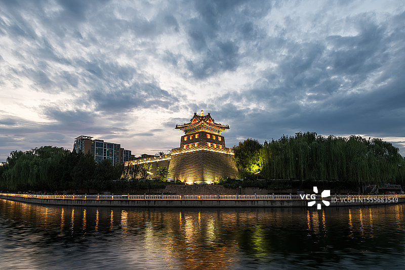 中国北京左安门角楼夜景图片素材