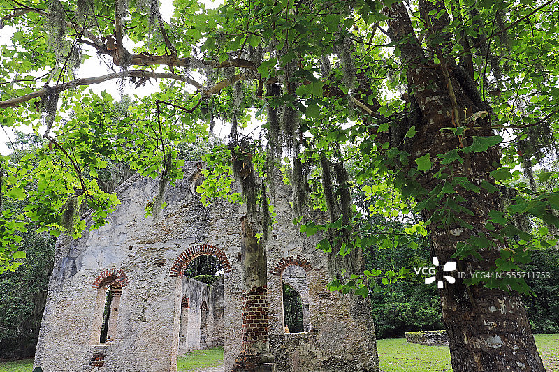 休闲教堂遗址的正面景观图片素材
