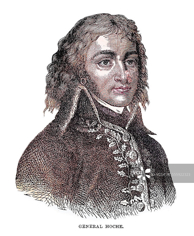 法国大革命战争时期法国军事领导人路易·拉扎尔·霍奇肖像图片素材