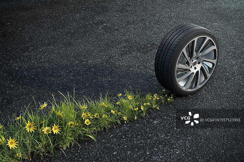 绿色轮胎痕迹v01图片素材