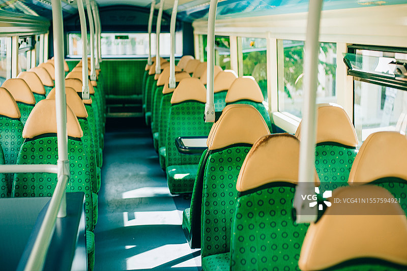 空公共汽车绿色座椅内饰图片素材