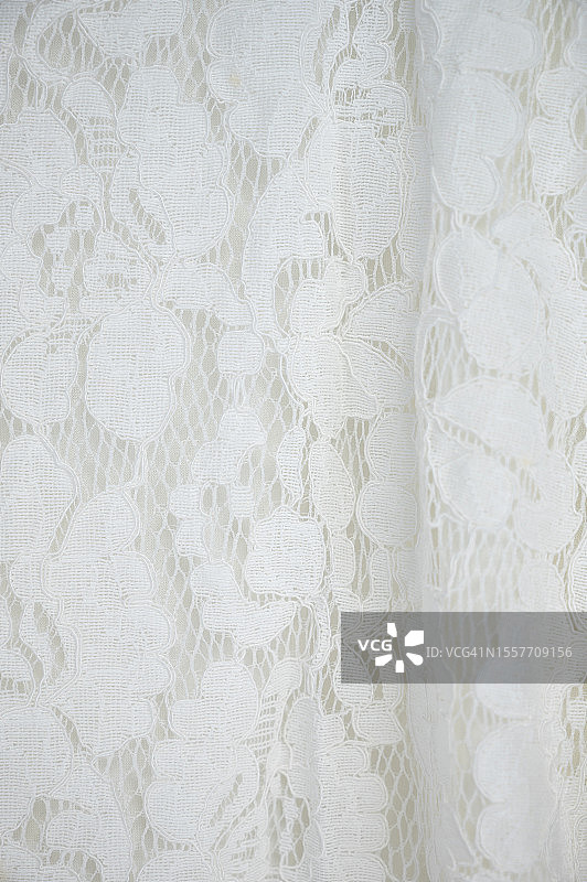 白色蕾丝面料背景：优雅复古外观图片素材