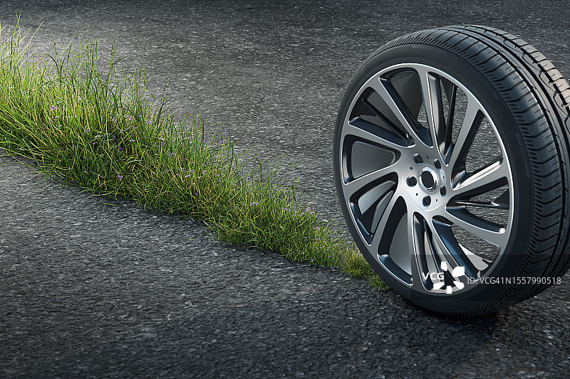 绿色轮胎痕迹v02图片素材