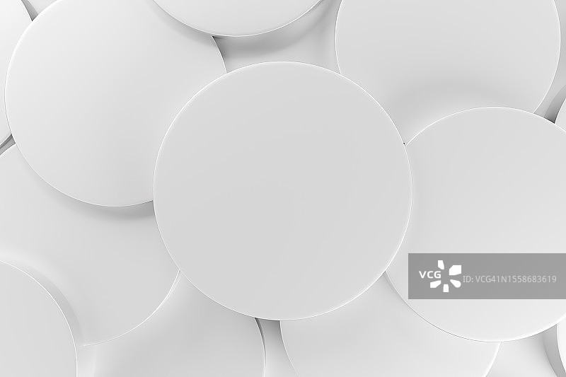 单色白色圆形、球体背景，抽象3D图案，含文本和设计区域图片素材