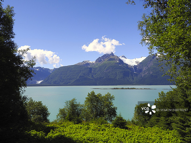 美国阿拉斯加州东南部湖泊山脉风光图片素材