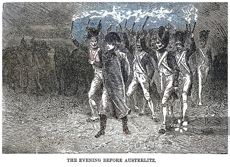 奥斯特里茨战役前夜老式雕刻插图图片素材