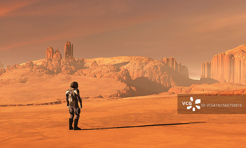 宇航员探索火星图片素材