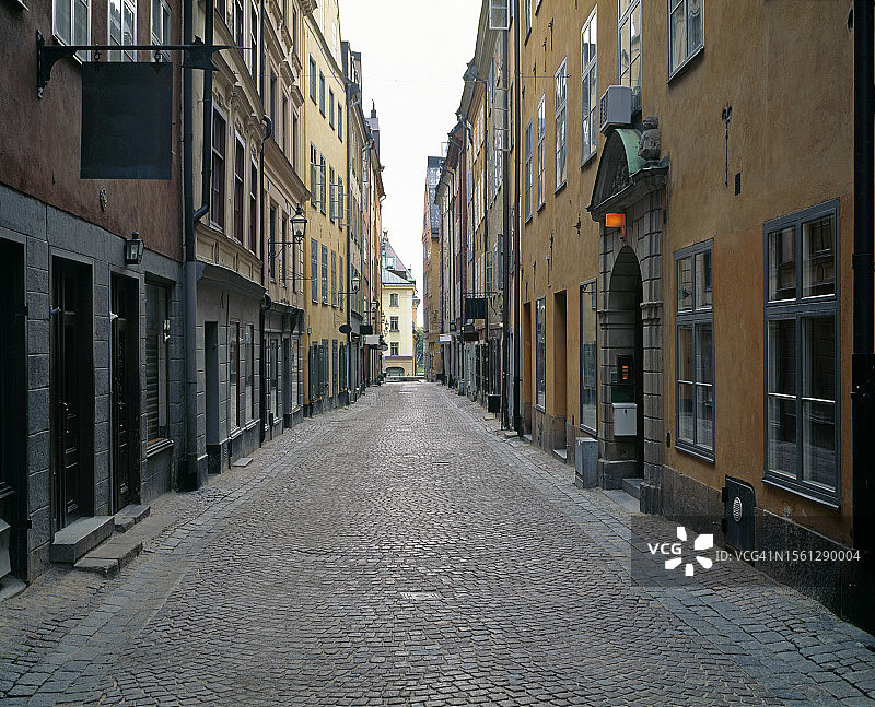 斯德哥尔摩老城鹅卵石街道图片素材