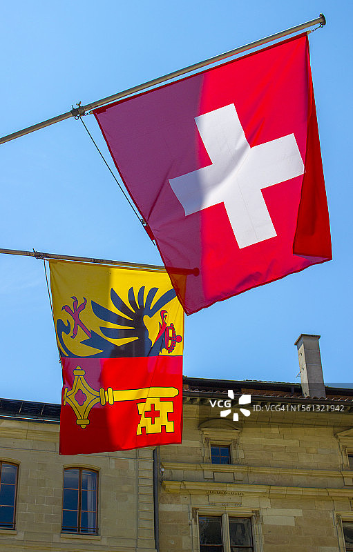 瑞士和日内瓦旗帜图片素材