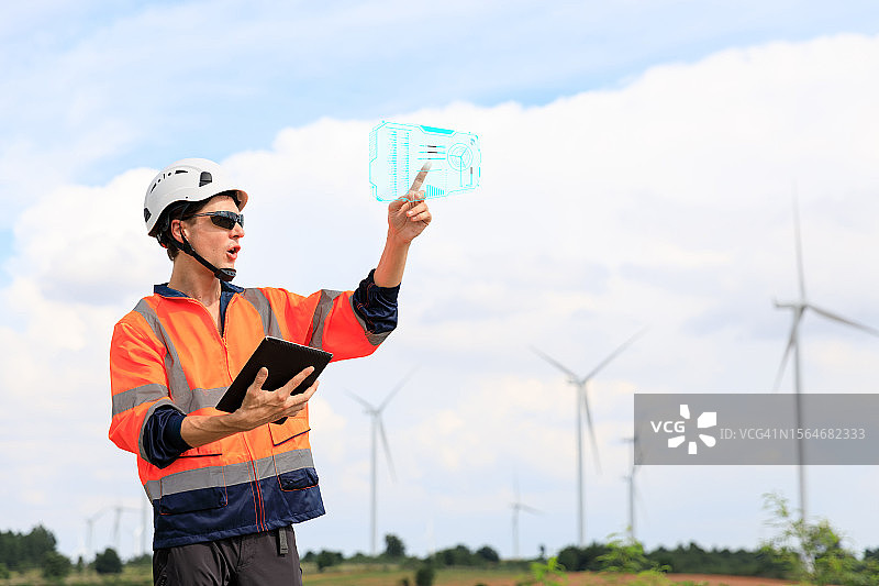平板电脑创新技术革新风力涡轮机工程图片素材