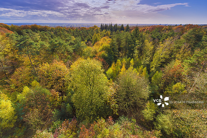 从荷兰阿纳姆附近的艾玛金字塔 vantage point 看到的秋叶景色图片素材