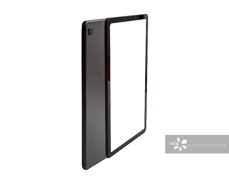 黑色平板电脑正反面视图，白色背景图片素材
