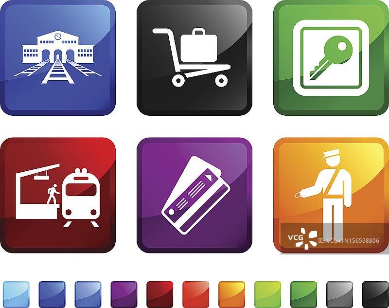 铁路运输免版税矢量图标贴纸套装图片素材