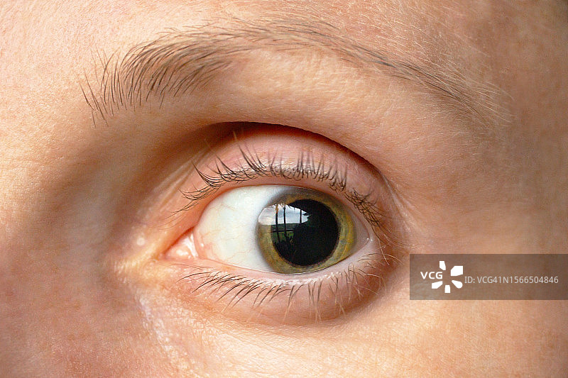 放大的瞳孔特写，恐惧概念图片素材