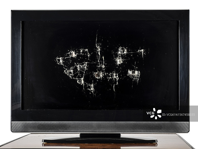 带有碎玻璃的LED平板电视图片素材