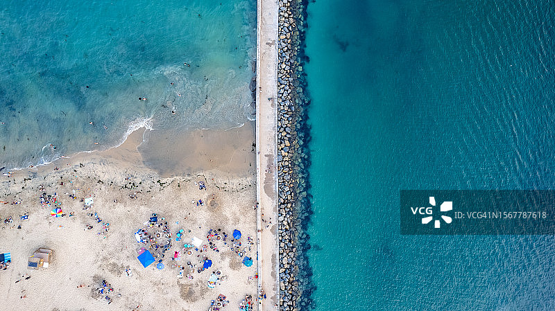 美国加利福尼亚科罗纳德尔玛海滩航拍图片素材