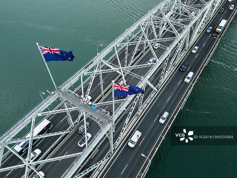 新西兰奥克兰海港大桥鸟瞰图图片素材