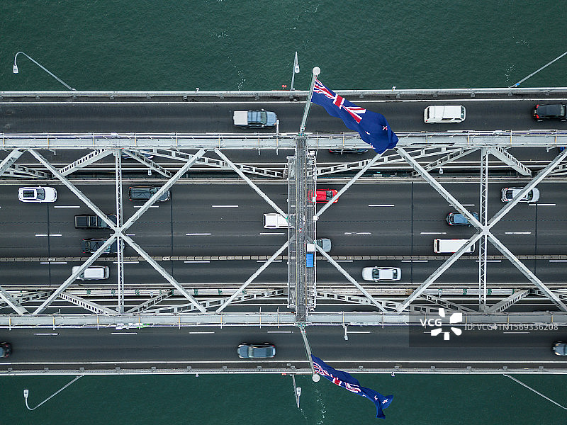 新西兰奥克兰海港大桥的俯视图图片素材