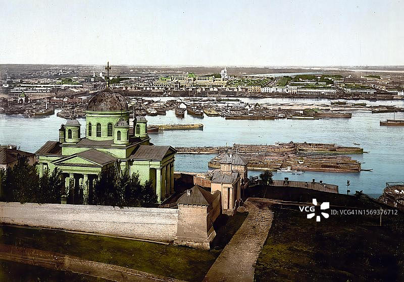 1890年俄罗斯下诺夫哥罗德布拉戈维申斯基修道院历史照片图片素材