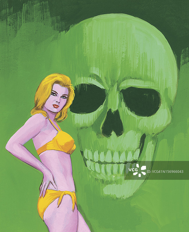 绿色骷髅和女人图片素材