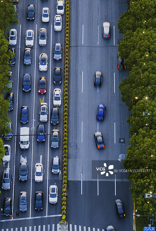 上海日落街景航拍图片素材