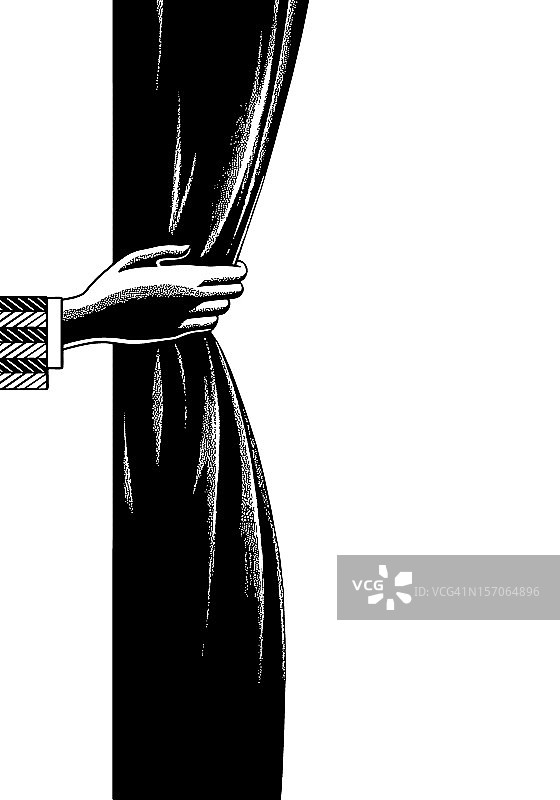 手拉开窗帘图片素材