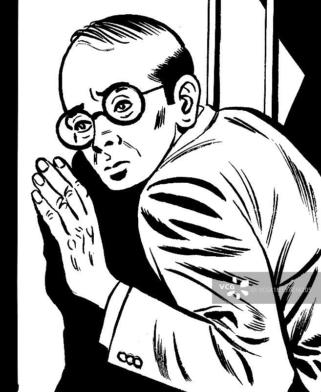 男人隔门偷听图片素材