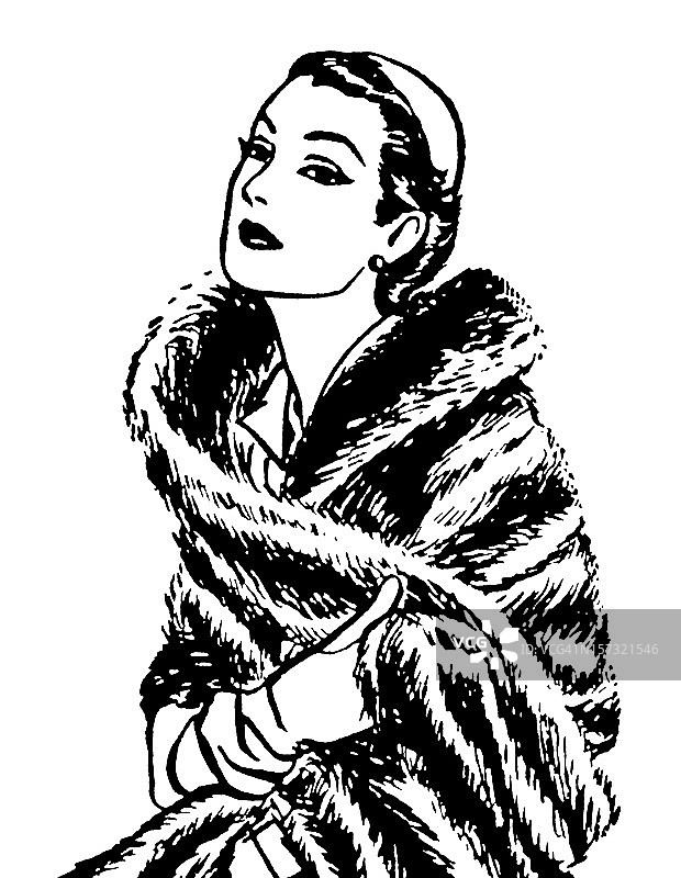 穿着毛皮披肩的女人图片素材