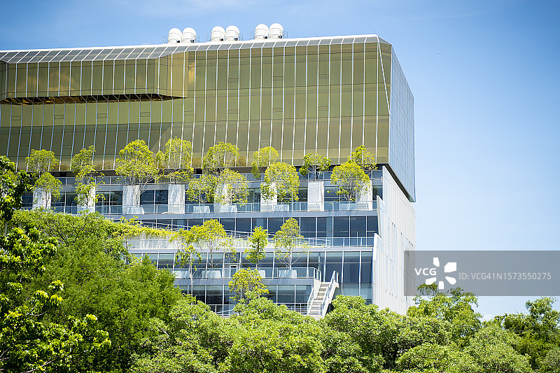 具有创新高层花园的现代绿色建筑图片素材