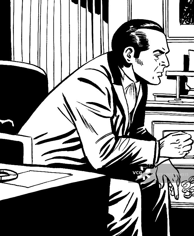 坐在椅子上的深色头发男人图片素材