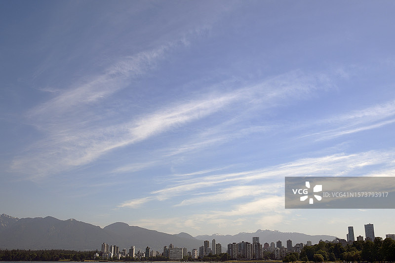 从基茨兰奴海滩看温哥华市中心图片素材