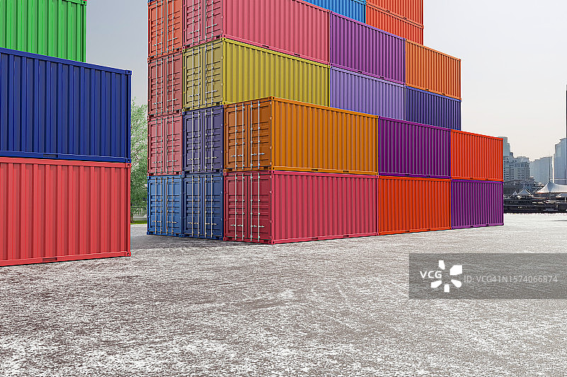 3D渲染：集装箱堆场图片素材