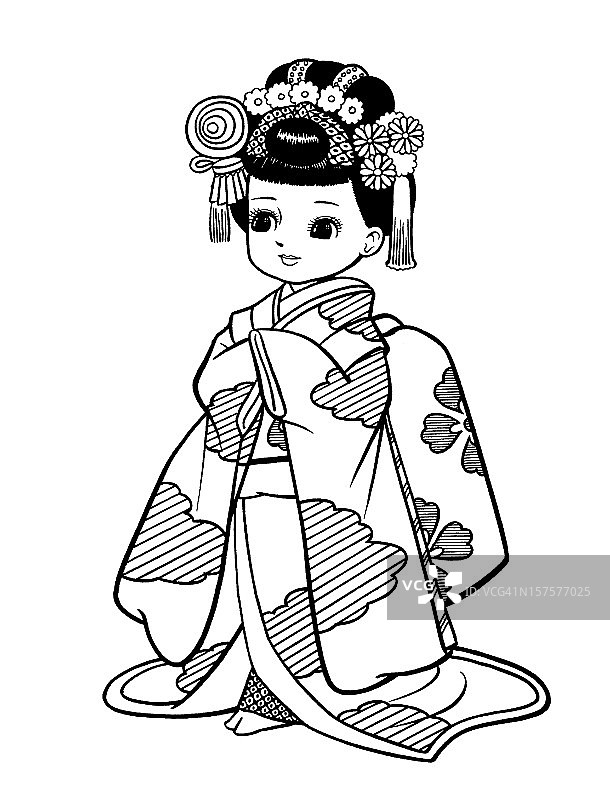 装扮成艺伎的日本女孩图片素材