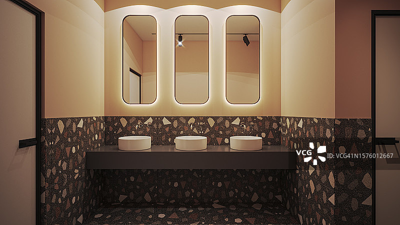 办公室卫生间室内设计3D渲染图图片素材