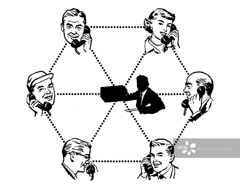 热线，电话中的人们图片素材