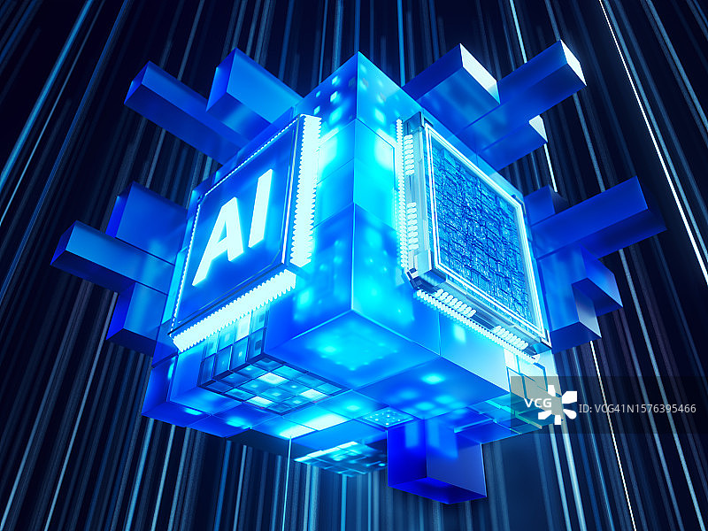 立方体连接创新AI云技术网络安全概念图片素材