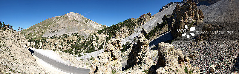 阿尔卑斯山伊佐阿尔山口道路全景图片素材