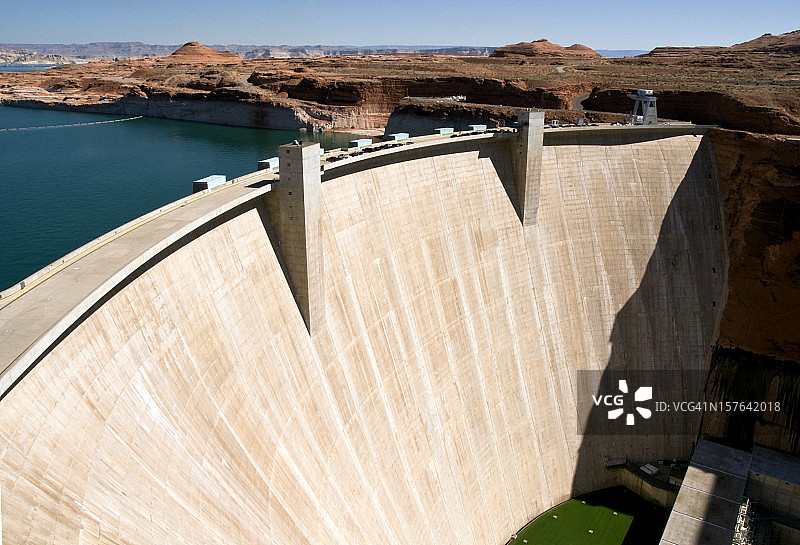 水力发电站大坝墙的航拍照片图片素材