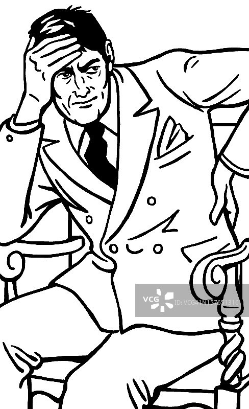 坐在椅子上的沮丧男子图片素材